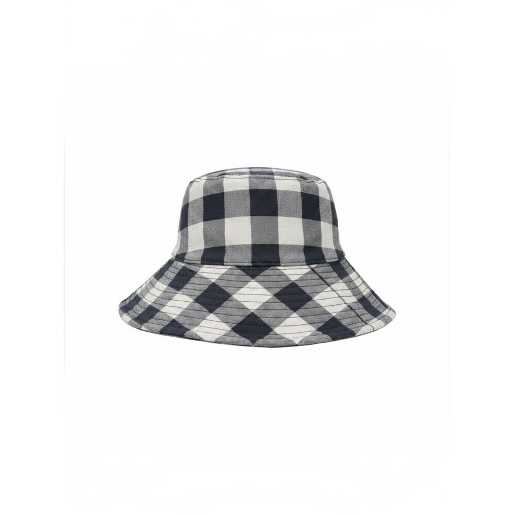 NWT Janessa Leone’ Darcey Bucket Hat Blue and Cream Buffalo Plaid sz L